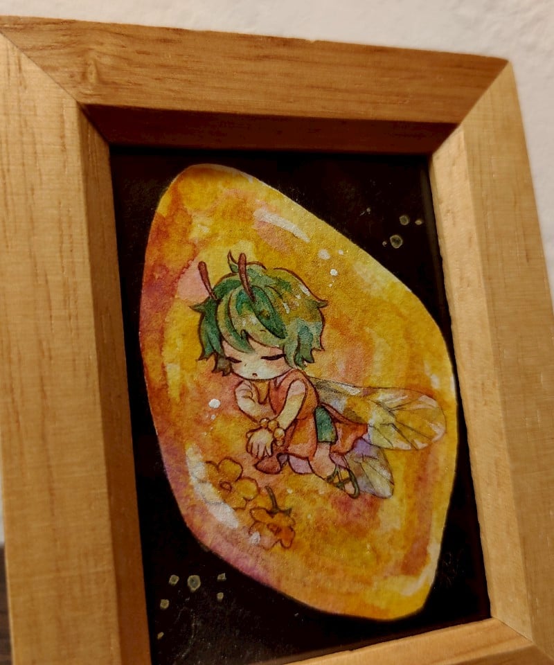 桂きのこ／ミニ原画「妖精入りの琥珀」 | 箱の中のお店・公式通販