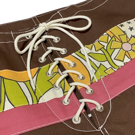 SUNSET 1970'S SURF WEARS / SIDE SLIP SHORT / BROWN FLOWER BAND