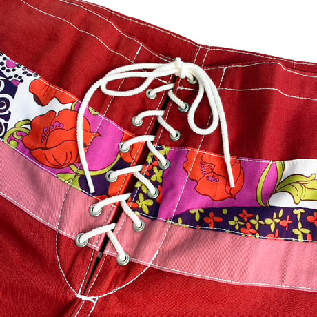 SUNSET 1970'S SURF WEARS / SIDE SLIP SHORT / RED FLOWER BAND