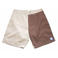 SUNSET1970'S SURF WEARS/ SUNSET BOARD SHORTS / BEIGE & BROWN & BEAGE