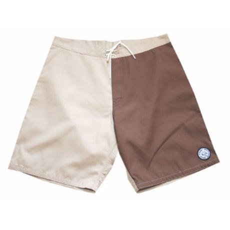 SUNSET1970'S SURF WEARS/ SUNSET BOARD SHORTS / BEIGE & BROWN & BEAGE