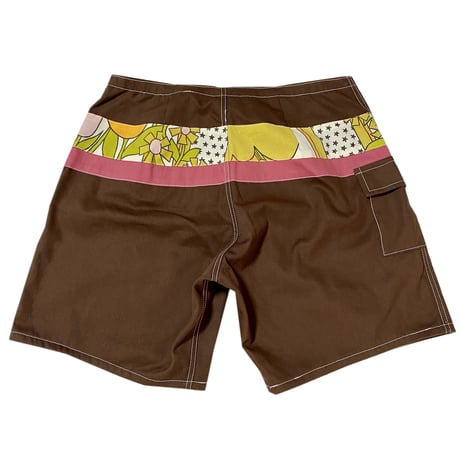 SUNSET 1970'S SURF WEARS / SIDE SLIP SHORT / BROWN FLOWER BAND