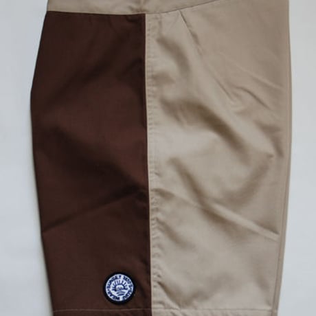 SUNSET1970'S SURF WEARS/ SUNSET BOARD SHORTS / BEIGE & BROWN & BEAGE