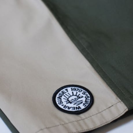 SUNSET1970'S SURF WEARS/ SUNSET BOARD SHORTS / KHAKI & BEIGE