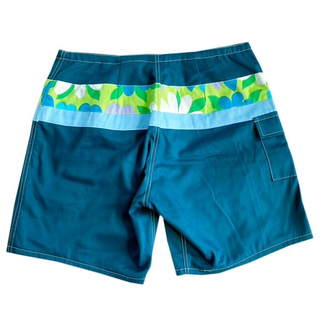 SUNSET 1970'S SURF WEARS / SIDE SLIP SHORTS / OCEAN BLUE  FLOWER BAND