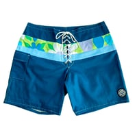 SUNSET 1970'S SURF WEARS / SIDE SLIP SHORTS / OCEAN BLUE  FLOWER BAND