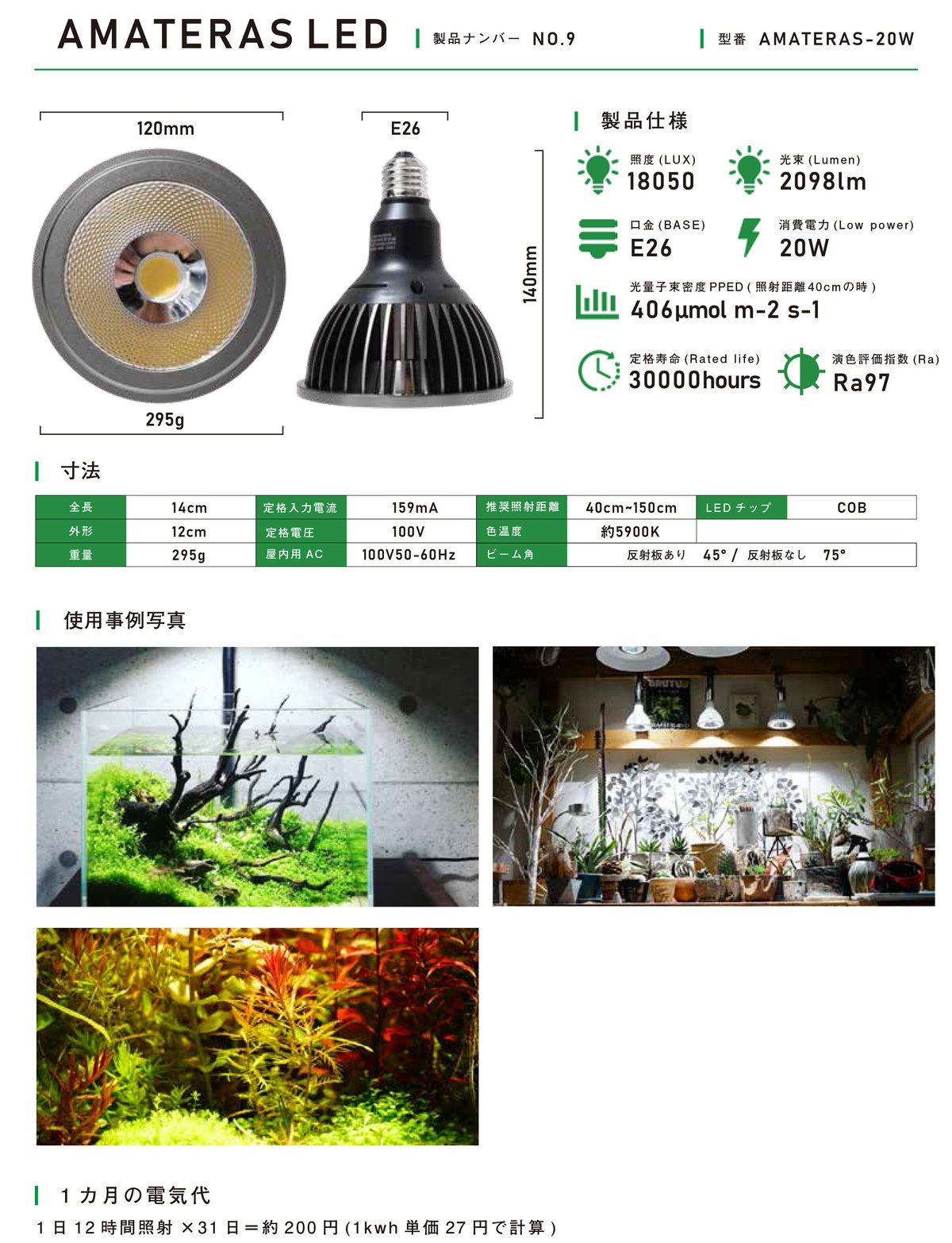 AMATERAS 植物育成用LED 20W 3個セット 送料無料!! vandaka pl...