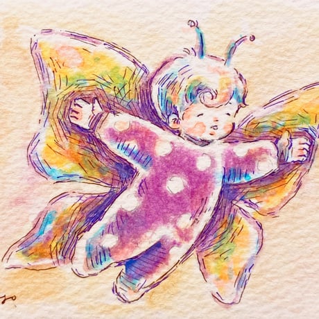 【原画/Original painting】『ひらひら　きょうも　ごきげん』