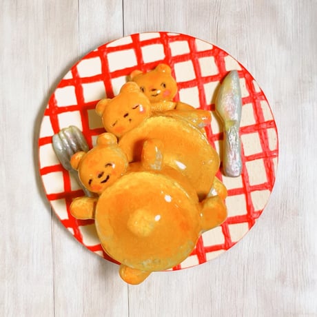＊受注製作【チビこけし】パンケーキクマさんセット