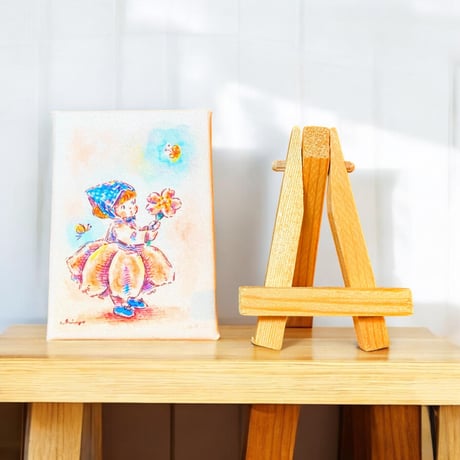 【複製画ミニファブリックアートパネル】桜ちゃん/花うさぎ/ミモザちゃん (ミニイーゼル付き)