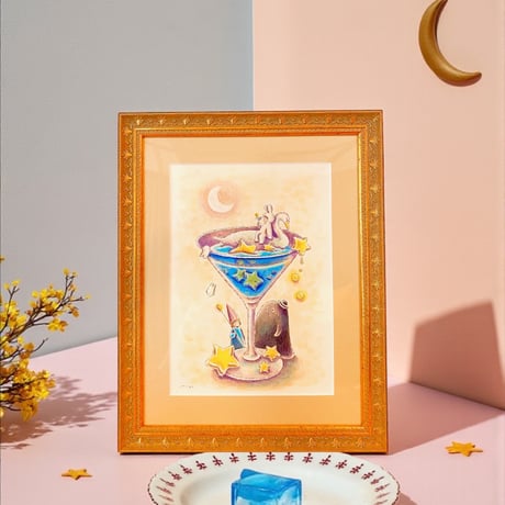 【原画/Original painting】『夜の湖喫茶』
