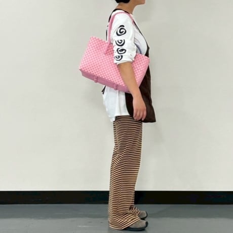 【6月15日(月)〜6月19日(金)発送】 BOSTON BAG No.33  'gingham'  _ Pink Jelly Bean
