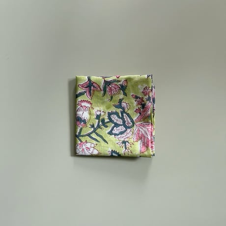 【6月29日(月)〜7月3日(金)発送】 Indian Cotton Handkerchief [J] -GREEN49