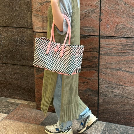 【6月8日(月)〜6月12日(金)発送】 BOSTON BAG No.24  'gingham' _ Guava