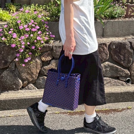 【9月28日(月)〜10月2日(金)発送】Gummy Bag No.9 (Size: S) ' gingham ' _Azzurro e Marrone