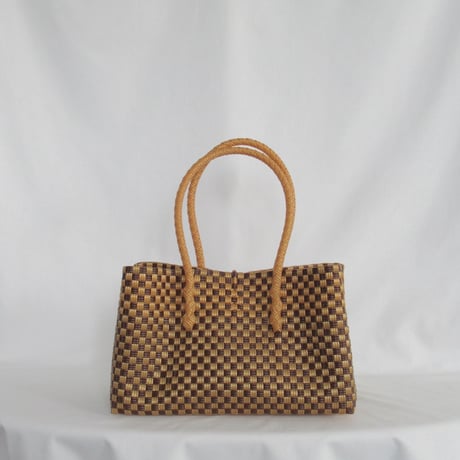 【7月13日(月)〜7月17日(金)発送】 BOSTON BAG No.17  'gingham' _Caramel Mocha