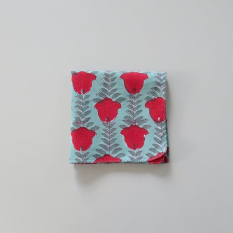 【8月10日(月)〜順次発送】 Indian Cotton Handkerchief [L] - GREEN23