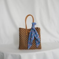 【6月22日(月)〜6月26日(金)発送】 Bag×Handkerchief［G］Gummy bag' gingham ' (Size : S) _ Caramel Mocha