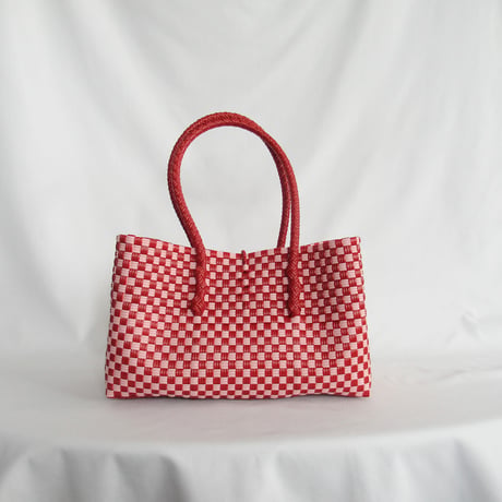 【6月8日(月)〜6月12日(金)発送】 BOSTON BAG No.14  'gingham' _ Poppy