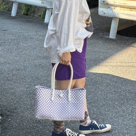 【10月26日(月)〜10月30日(金)発送】 BOSTON BAG No.33 'gingham' _ Milky Purple Fizz