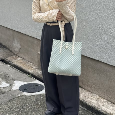 【11月2日(月)〜11月6日(金)発送】 Gummy Bag No.301 (Size: M) ' gingham ' _Dusty Blue Fizz