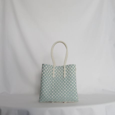 【8月31日(月)〜順次発送】 Gummy Bag No.14 (Size: S) ' gingham ' _Dusty Blue Fizz