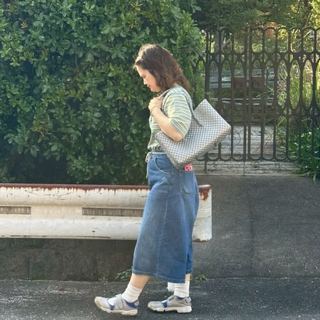【6月8日(月)〜6月12日(金)発送】 BOSTON BAG No.26  'gingham' _ Silver Obscura
