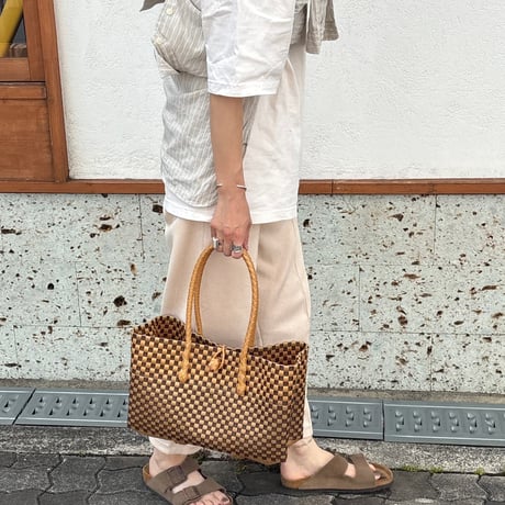 【7月13日(月)〜7月17日(金)発送】 BOSTON BAG No.17  'gingham' _Caramel Mocha