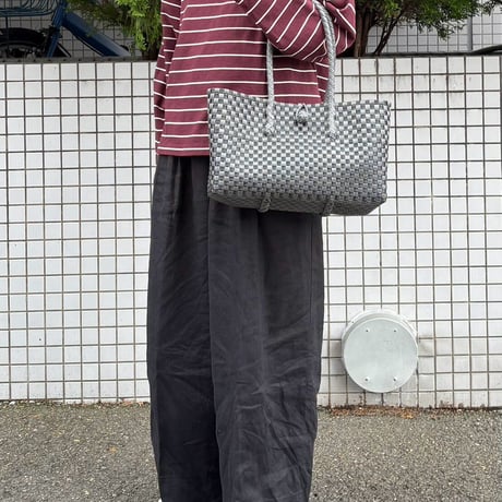 【10月26日(月)〜10月30日(金)発送】 BOSTON BAG No.9  'gingham' _Charcoal Clay