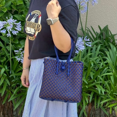 【9月28日(月)〜10月2日(金)発送】Gummy Bag No.9 (Size: S) ' gingham ' _Azzurro e Marrone