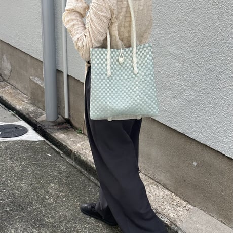 【11月2日(月)〜11月6日(金)発送】 Gummy Bag No.301 (Size: M) ' gingham ' _Dusty Blue Fizz