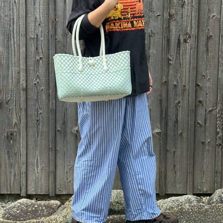 【10月26日(月)〜10月30日(金)発送】 BOSTON BAG No.32 'gingham' _ Dusty Blue Fizz