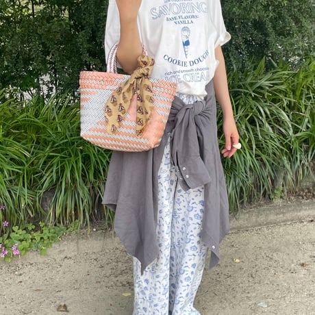 【6月22日(月)〜6月26日(金)発送】 Bag×Handkerchief［D］Mekearibag (Size : S) _ Peach × Gomashio