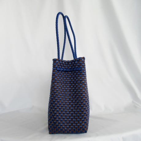 【8月31日(月)〜順次発送】 Gummy bag No.33 (Size: L) 'gingham'_Azzurro e Marrone