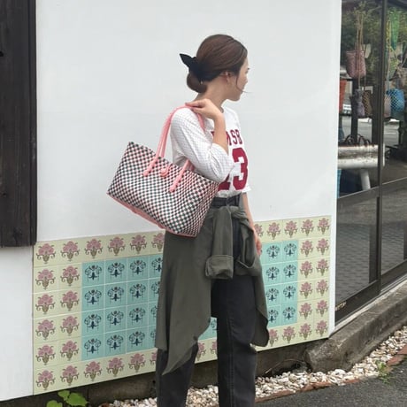 【10月26日(月)〜10月30日(金)発送】 BOSTON BAG No.19  'gingham' _Guava