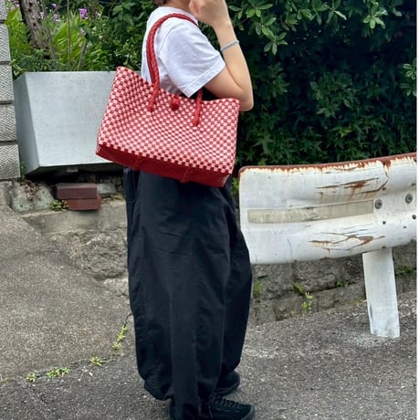 【6月8日(月)〜6月12日(金)発送】 BOSTON BAG No.14  'gingham' _ Poppy