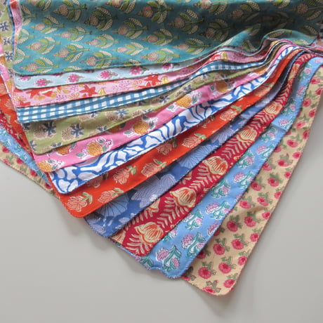 【6月22日(月)〜6月26日(金)発送】  Indian Cotton Handkerchief [E] -BLUE58