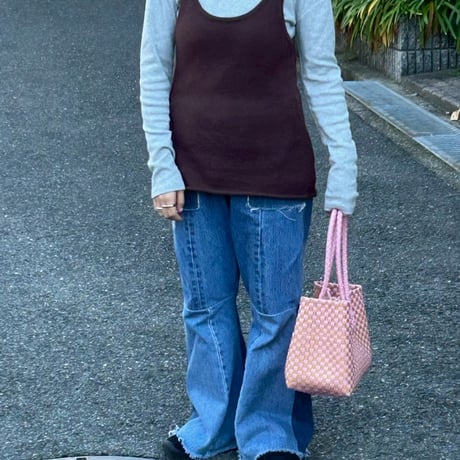 【6月8日(月)〜6月12日(金)発送】 BOSTON BAG No.17  'gingham' _Pink Toffy