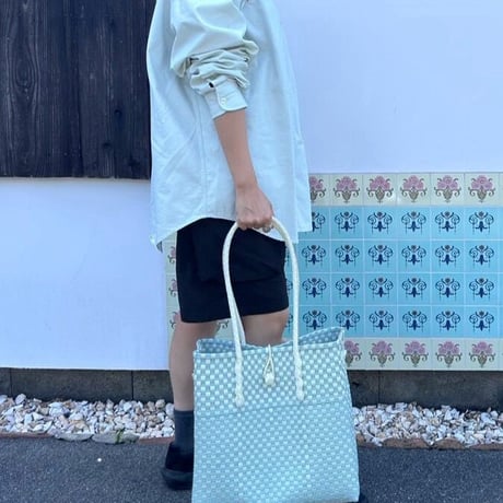 【11月2日(月)〜11月6日(金)発送】Gummy Bag No.500 (Size: L) ' gingham ' _Dusty Blue Fizz