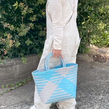 mekearisa 　メケアリバックxs　パウダーブルー・ピンク　新品 🧺🎀 【Bag × Handkerchief recommendation】 <bag model> mekearibag