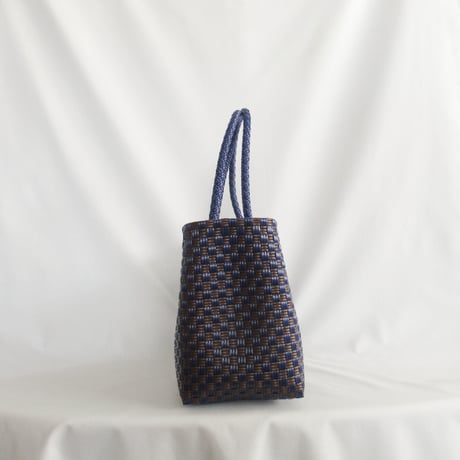 【7月13日(月)〜7月17日(金)発送】 BOSTON BAG No.21 'gingham' _ Azzurro e Marrone