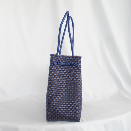 【8月31日(月)〜順次発送】 Gummy bag No.33 (Size: L) 'gingham'_Azzurro e Marrone