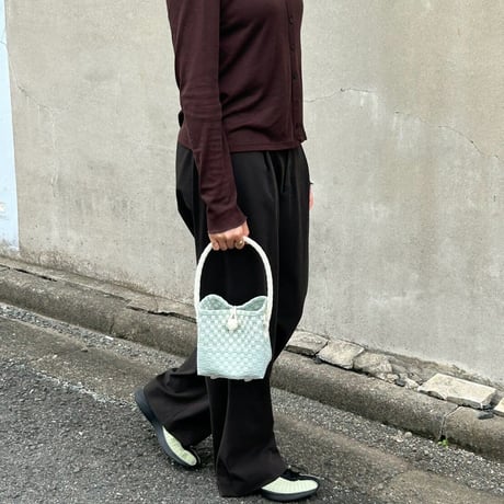 【10月26日(月)〜10月30日(金)発送】 BÉBÉ BAG No.15 ' gingham ' _ Dusty Blue Fizz