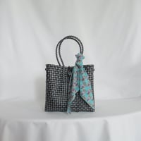 【6月8日(月)〜6月12日(金)発送】 Bag×Handkerchief［E］Gummy bag (Size : S) _Black×Silver