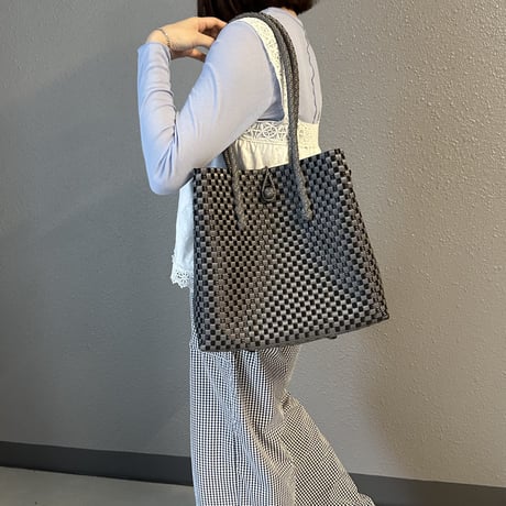 【11月2日(月)〜11月6日(金)発送】 Gummy Bag No.503 (Size: L) ' gingham ' _Charcoal Clay