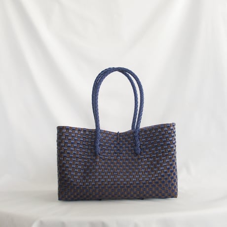 【7月13日(月)〜7月17日(金)発送】 BOSTON BAG No.21 'gingham' _ Azzurro e Marrone