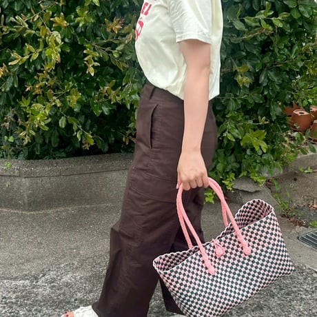 【7月21日(火)〜7月24日(金)発送】 BOSTON BAG No.24  'gingham' _ Guava