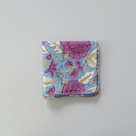 【8月31日(月)〜順次発送】  Indian Cotton Handkerchief [L] - BLUE64