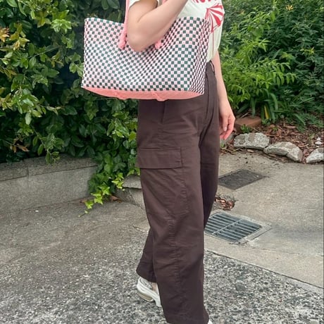 【7月21日(火)〜7月24日(金)発送】 BOSTON BAG No.24  'gingham' _ Guava
