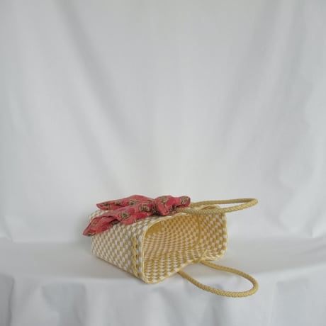 【6月15日(月)〜6月19日(金)発送】 Bag×Handkerchief［F］Gummy bag ' gingham ' (Size : S) _Milk Crape